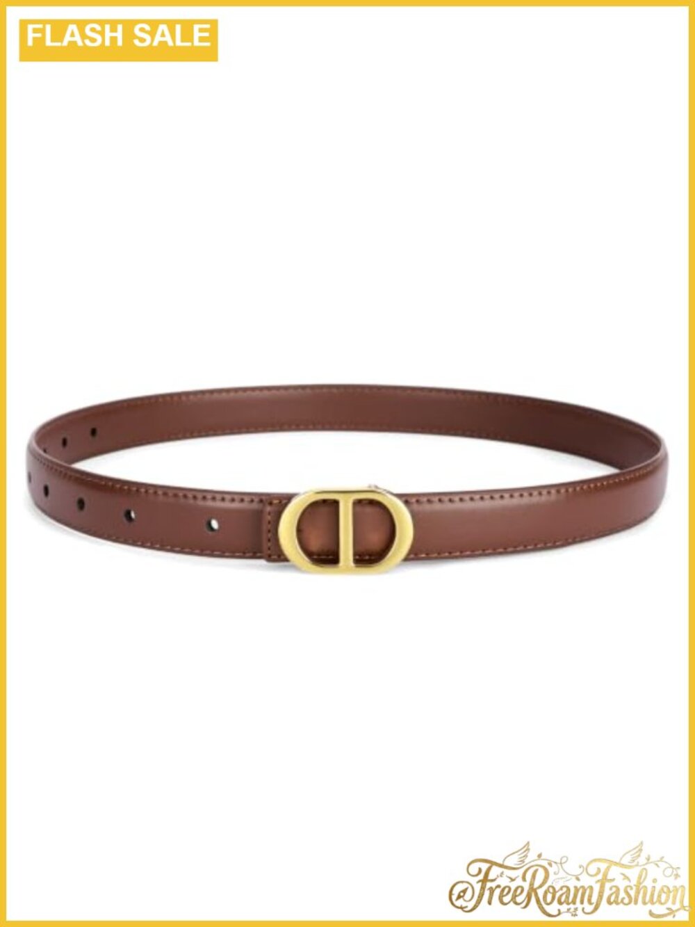 Genuine Leather Belt with Gold Buckle Classic Waist Belt for Jeans Pants